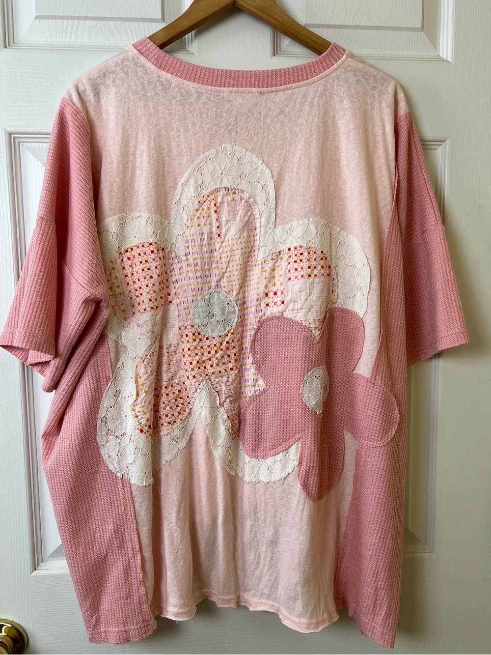 Oli & Hali Top Blouse Patchwork Oversized Cotton Blend - Picture 6 of 8